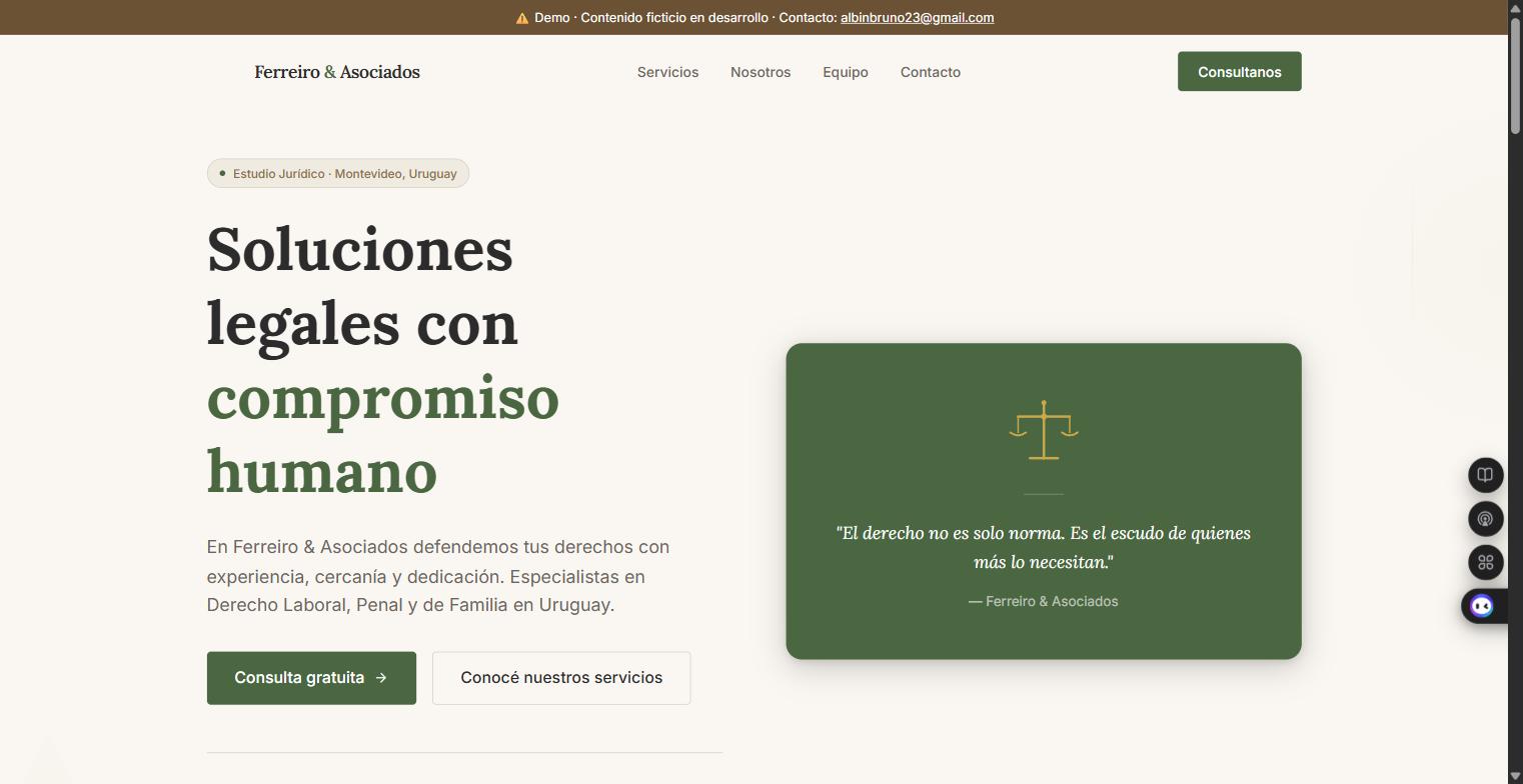 Captura del sitio de Ferreiro & Asociados, estudio jurídico